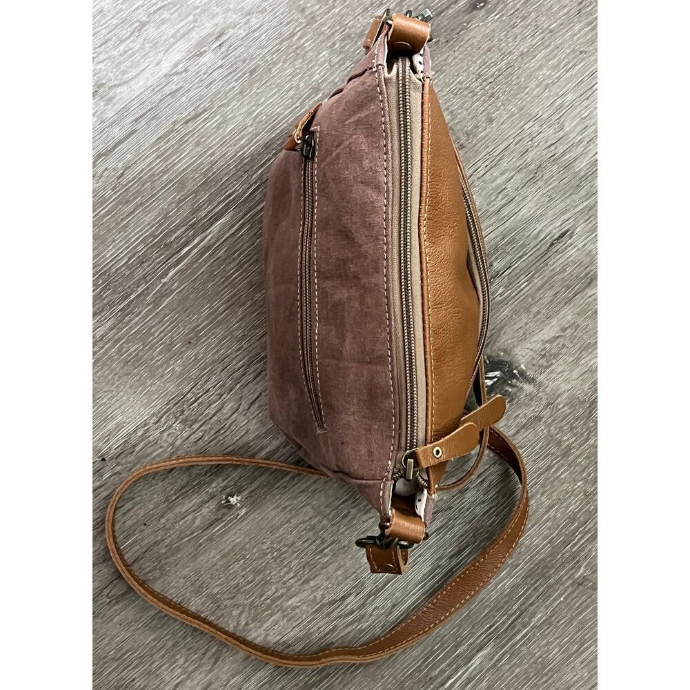 Myra DIZZY CIRCLE Canvas/Leather Crossbody Boho Shoulder Bag - Picture 7 of 14